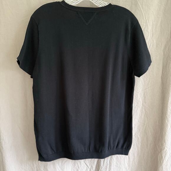 Retro Tommy Hilfiger Short Sleeve Top Logo Tape Sweater Knit Y2K Blokette Sz XL - Picture 5 of 13